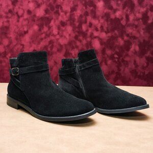 Paul Green Women Reeve Black Suede Buckle Ankle Boots sz 7.5US AUS 5